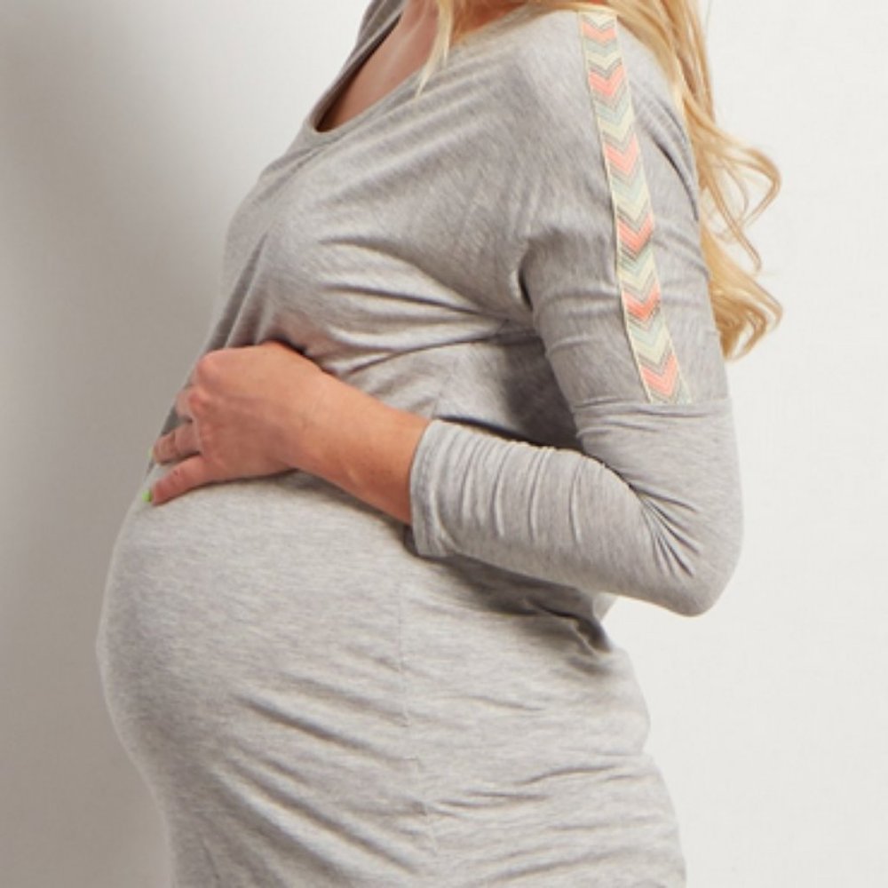 Gray Neon Chevron Shoulder-Accent Maternity Tunic